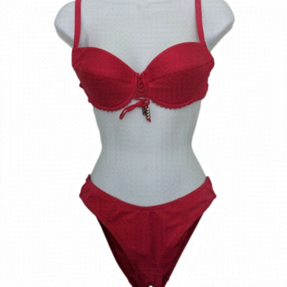 DARK PINK JANINE ROBIN EUROPEAN BIKINI SIZE 34 A/B cup & Medium bottom